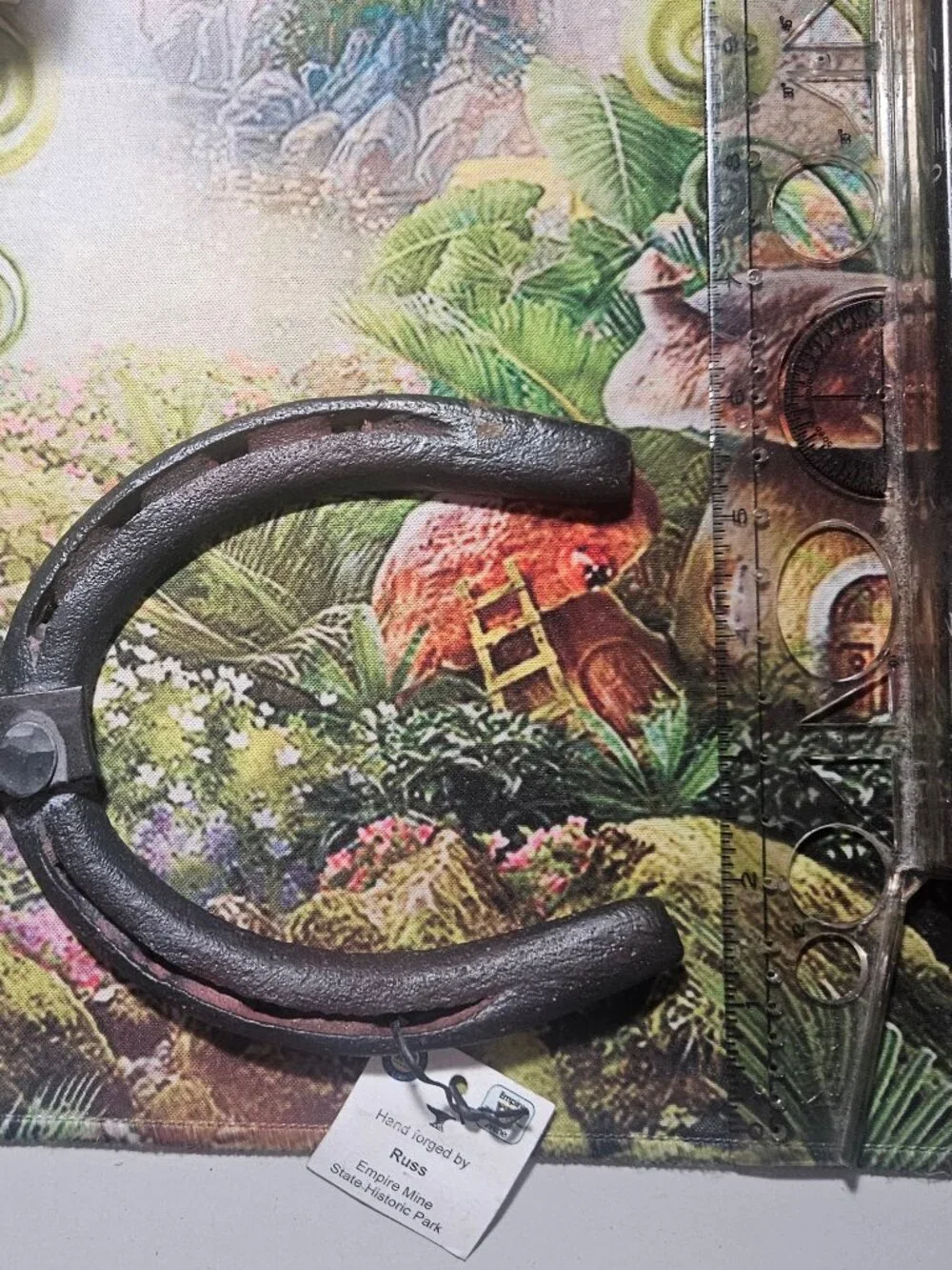 Antique Vintage Blacksmith Handforged Steel Horseshoe with Hook - For Good Luck